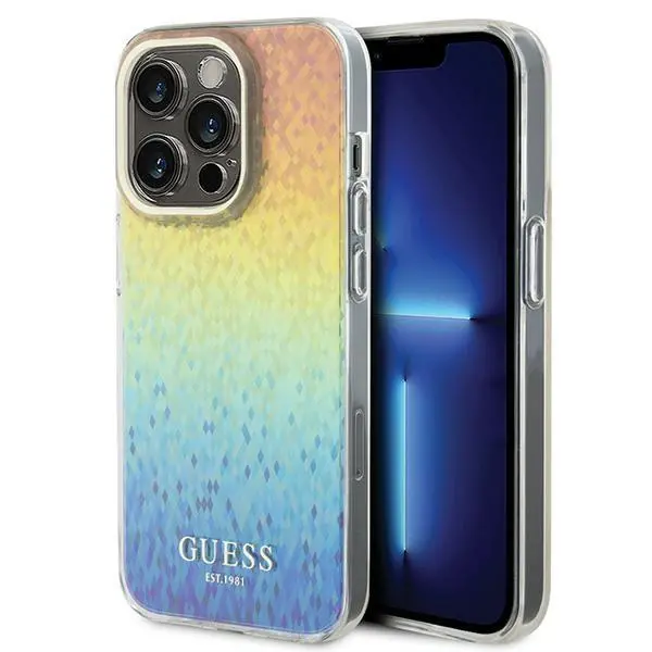 Etui Guess IML Faceted Mirror Disco Iridescent GUHCP15LHDECMI do iPhone 15 Pro Tęczowy