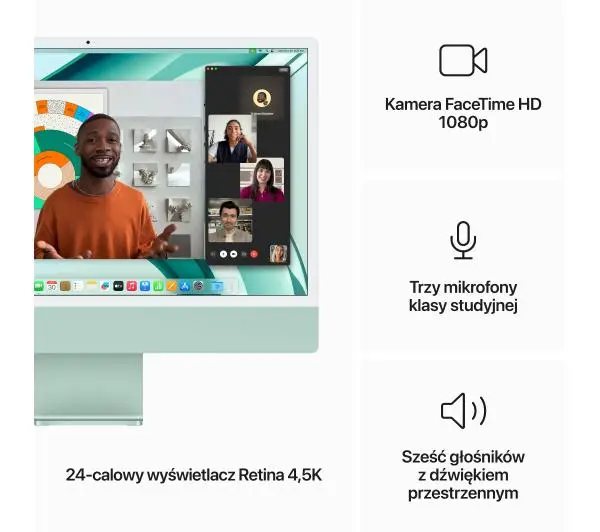 Apple iMac Retina 4.5K M3 MQRN3ZE/A 23,5" 8GB RAM 256GB Zielony - Kup na Raty - RRSO 0%