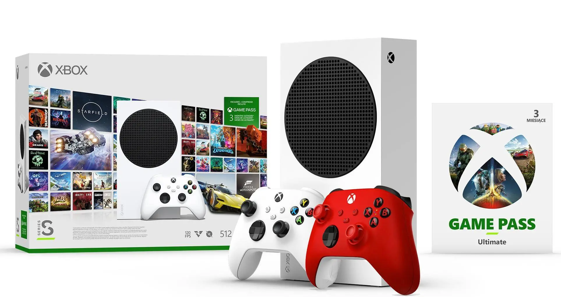 Konsola Xbox Series S 512GB + Game Pass Ultimate 3 m-ce + Dodatkowy Pad Czerwony