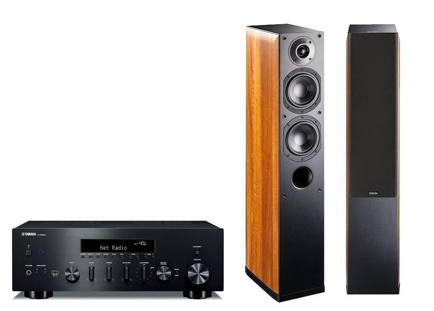 Zestaw stereo Yamaha R-N600A Czarny, Indiana Line Nota 550 X Orzech