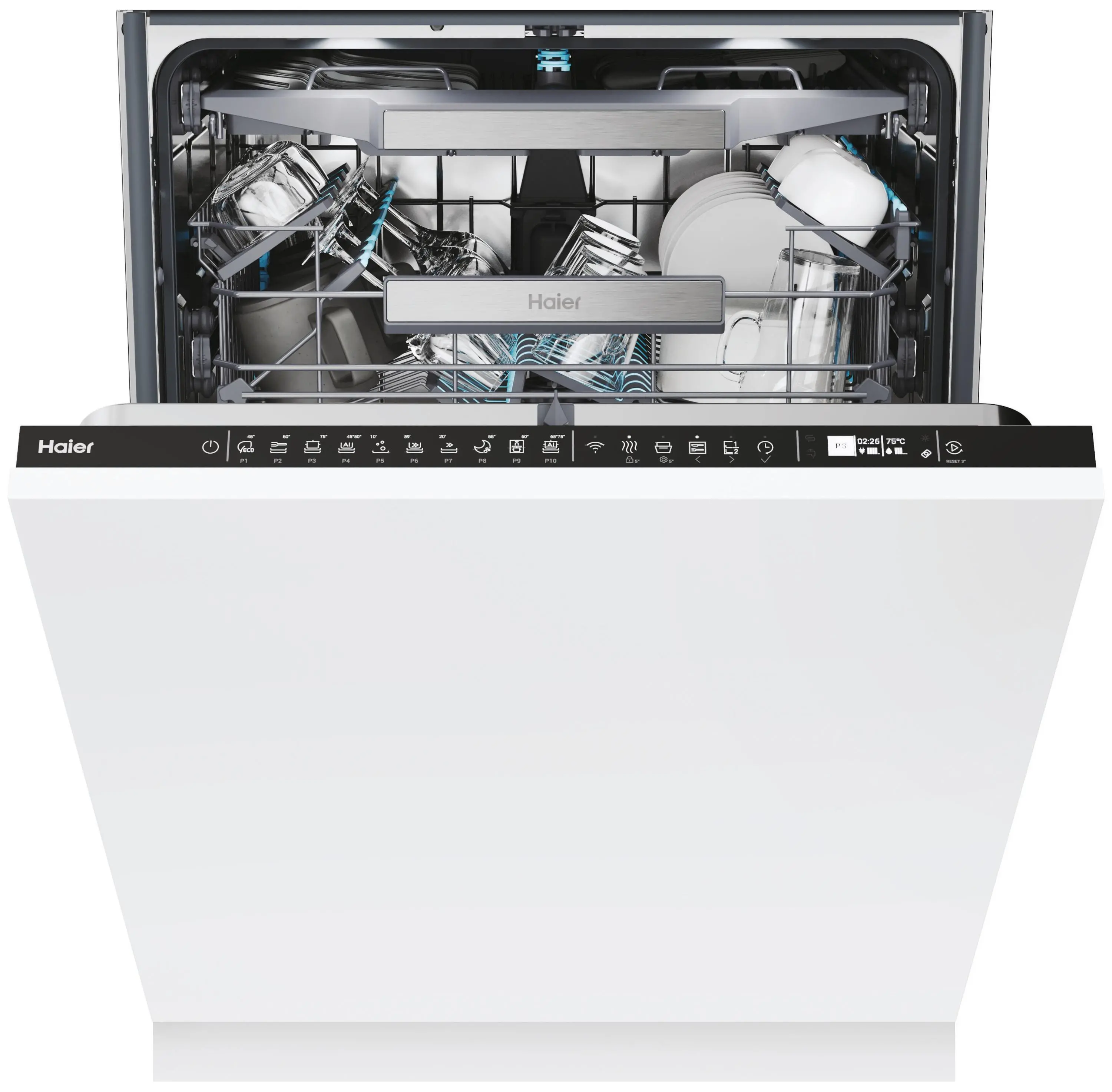 Zmywarka Haier I-Pro Shine Seria 6 XI 4A4M4PB 59,7cm Funkcje AI Automatyczne otwieranie drzwi Szuflada na sztućce