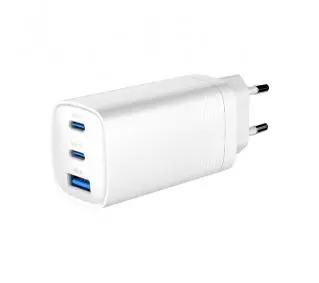 Gembird TA-UC-PDQC65-01-W, 1x USB, 2x USB-C, 65W, GaN, Biały