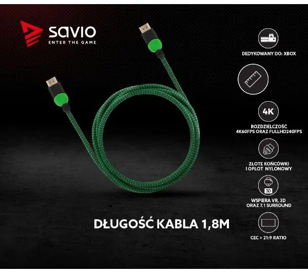 Savio GCL-03 1,8m Zielony