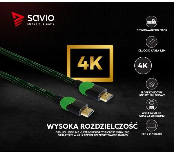 Savio GCL-03 1,8m Zielony
