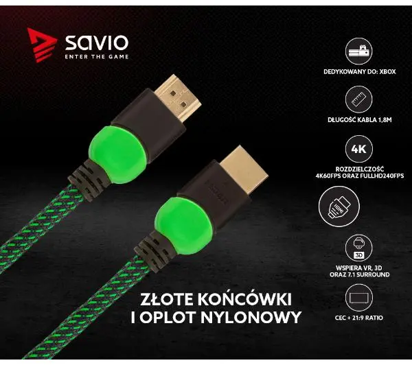 Savio GCL-03 1,8m Zielony