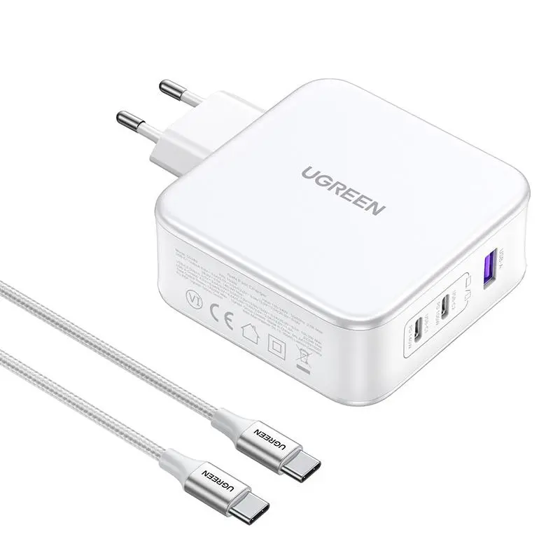 Ładowarka sieciowa UGREEN 15339 Nexode 2xUSB-C USB-A 3.0 PD3.0 QC4.0 GaN 140W Biały