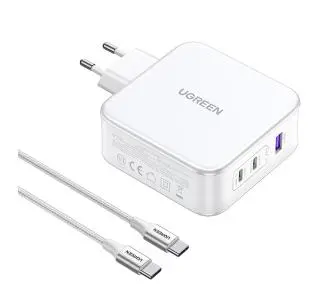 Ładowarka sieciowa UGREEN 15339 Nexode 2xUSB-C USB-A 3.0 PD3.0 QC4.0 GaN 140W Biały