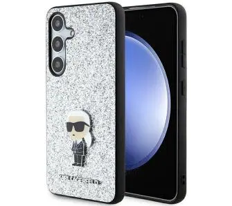 Etui Karl Lagerfeld Glitter Ikonik Logo Metal Pin do Samsung Galaxy S24+ Srebrny