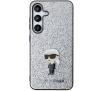 Etui Karl Lagerfeld Glitter Ikonik Logo Metal Pin do Samsung Galaxy S24+ Srebrny