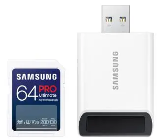 Samsung PRO Ultimate 2023 SD 64GB 200/130MB/s U3 V30 + czytnik