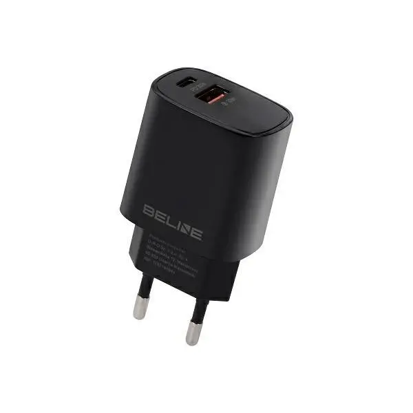 Ładowarka sieciowa Beline 1x USB-C + 1x USB 30W PD 3.0 + QC 3.0 GaN Czarny