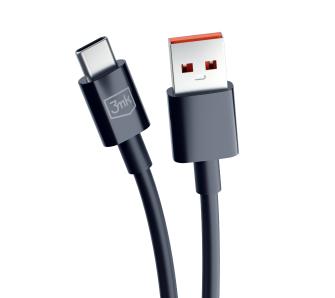Kabel 3mk Hyper USB-A do USB-C 1,2M 3A Czarny