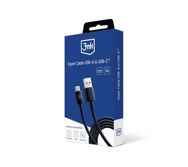 3mk Hyper USB-A do USB-C 1,2M 3A Czarny