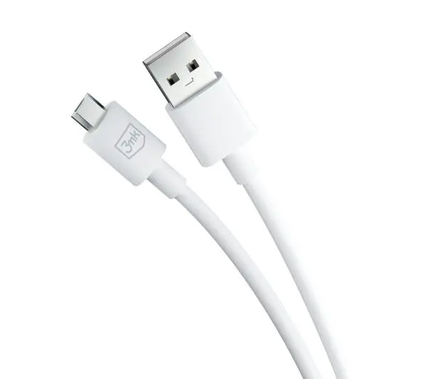 3mk Hyper USB-A do microUSB 1,2m 5V 2,4A Biały