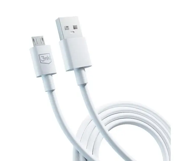3mk Hyper USB-A do microUSB 1,2m 5V 2,4A Biały