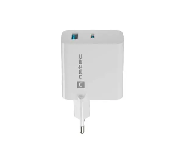 Natec Ribera GaN 1xUSB-A+1xUSB-C 65W Biały