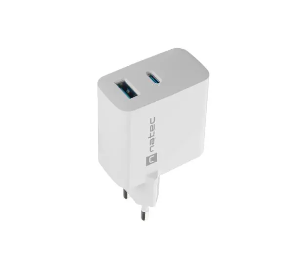 Natec Ribera GaN 1xUSB-A+1xUSB-C 65W Biały