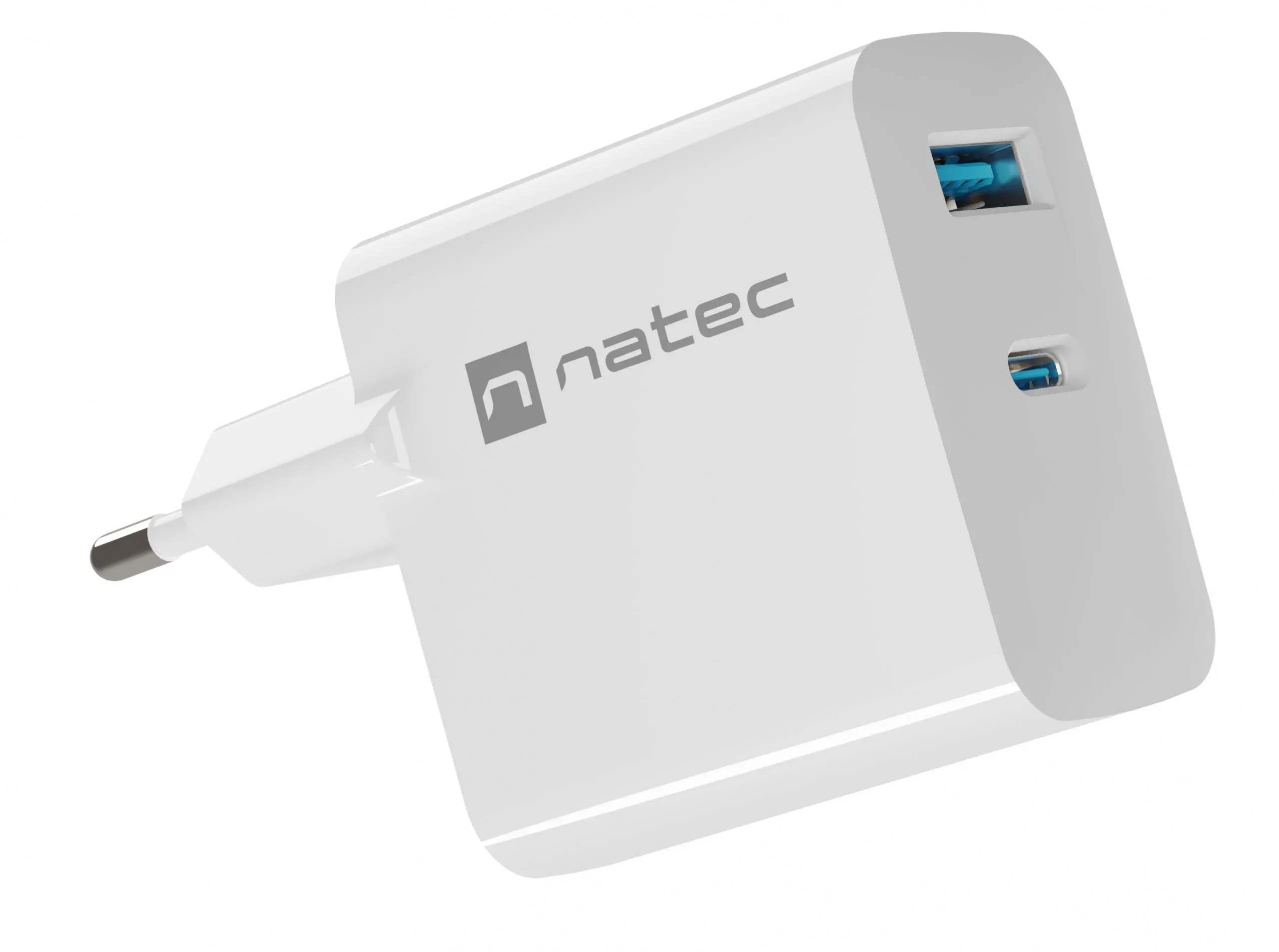 Ładowarka sieciowa Natec Ribera GaN 1xUSB-A+1xUSB-C 65W Biały