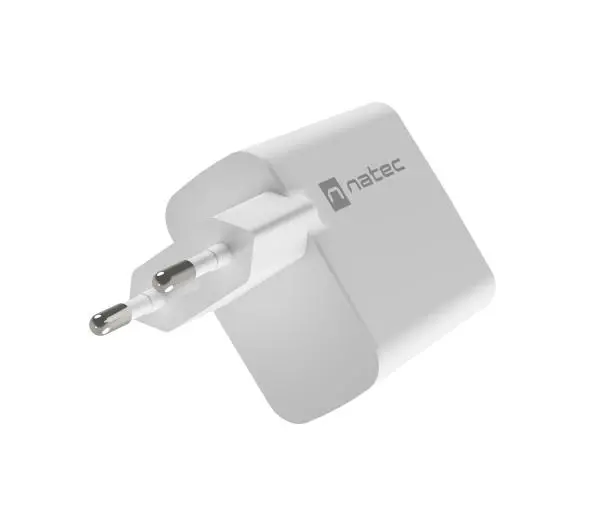 Natec Ribera GaN 1xUSB-A+1xUSB-C 65W Biały