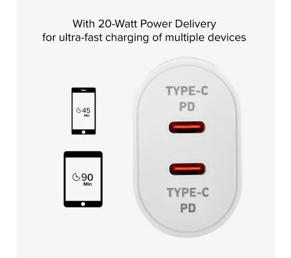 SBS Travel Charger 2xUSB-C PD 20W Biały - ⚡ BESTSELLERY ⚡