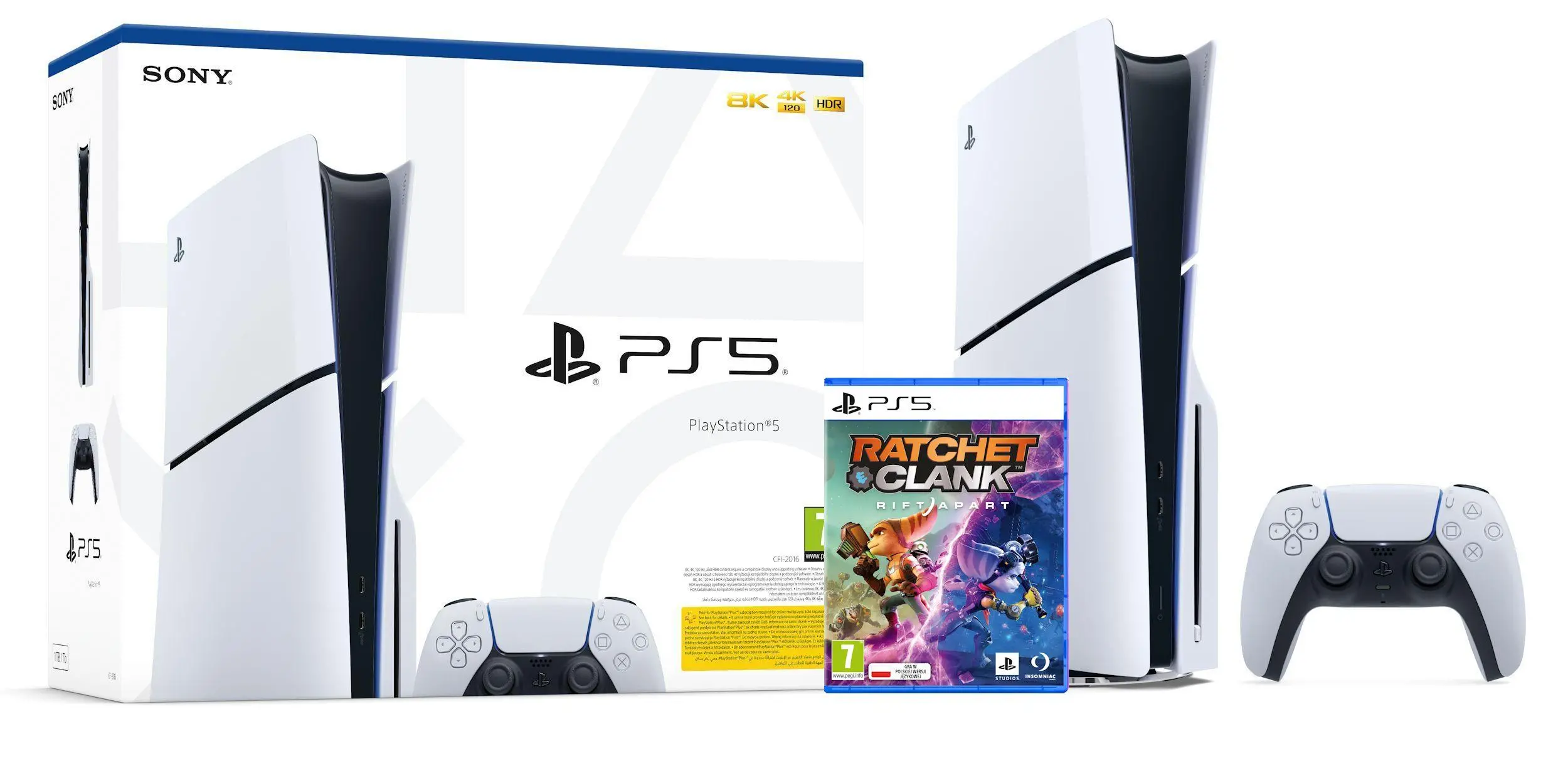 Konsola Sony PlayStation 5 Slim D Chassis (PS5) 1TB z napędem + Ratchet & Clank: Rift Apart