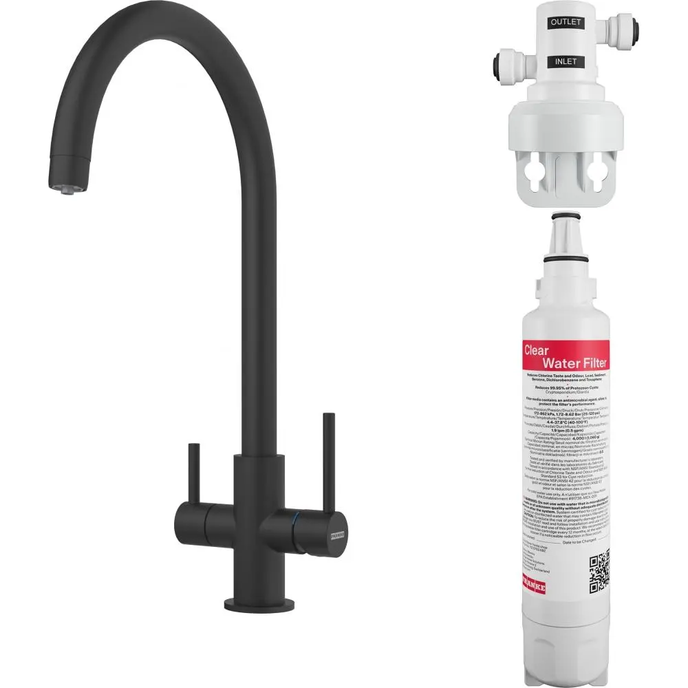 Bateria Franke Lina Clear Water 160.0702.681 Czarny Mosiądz