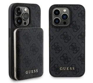 Guess Zestaw do iPhone 15 Pro Max + Powerbank 5000mAh MagSafe 4G Metal Logo Czarny