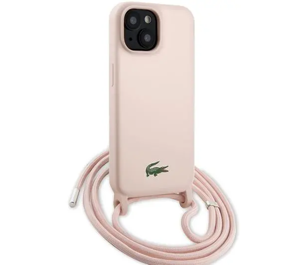 Lacoste Silicone Cord do iPhone 15 Jasnoróżowy