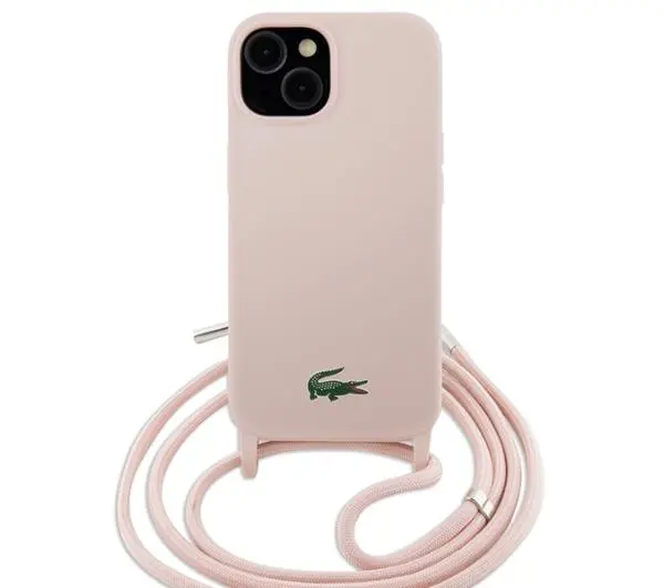 Lacoste Silicone Cord do iPhone 15 Jasnoróżowy