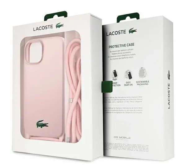 Lacoste Silicone Cord do iPhone 15 Jasnoróżowy