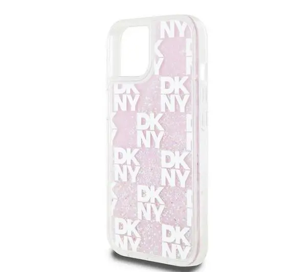 DKNY Liquid Glitter Multilogo do iPhone 15 Różowy