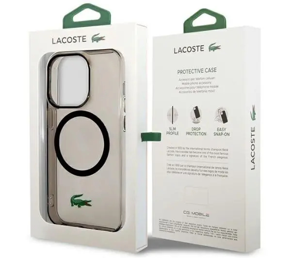 Lacoste Transparent MagSafe do iPhone 14 Pro Czarny