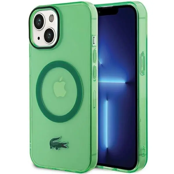 Etui Lacoste Transparent MagSafe do iPhone 15 Plus Zielony