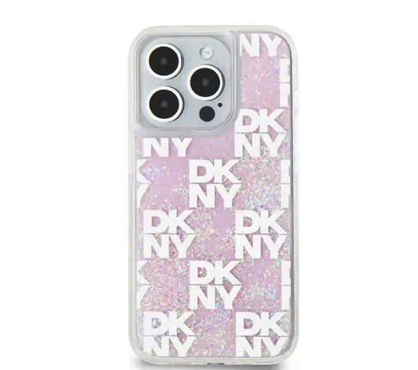 DKNY Hardcase Liquid Glitter Multilogo do iPhone 15 Pro Różowy
