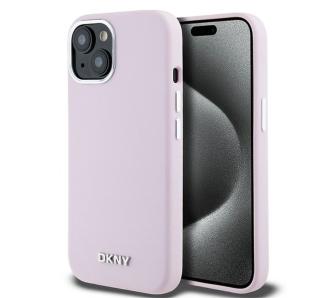 Etui DKNY Hardcase Liquid Silicone Small Metal Logo MagSafe do iPhone 15 Różowy