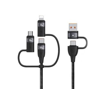 Kabel USAMS U85 2xUSB-C/USB/Micro-USB/Lightning 6w1 PD Fast Charge 100W 1,2m Czarny