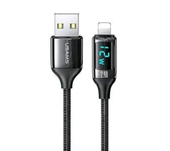 Kabel USAMS U78 Lightning LED  Fast Charging 2,4A  1,2m Czarny