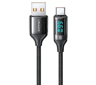 Kabel USAMS U78 USB-C LED Fast Charging 6A 1,2m Czarny