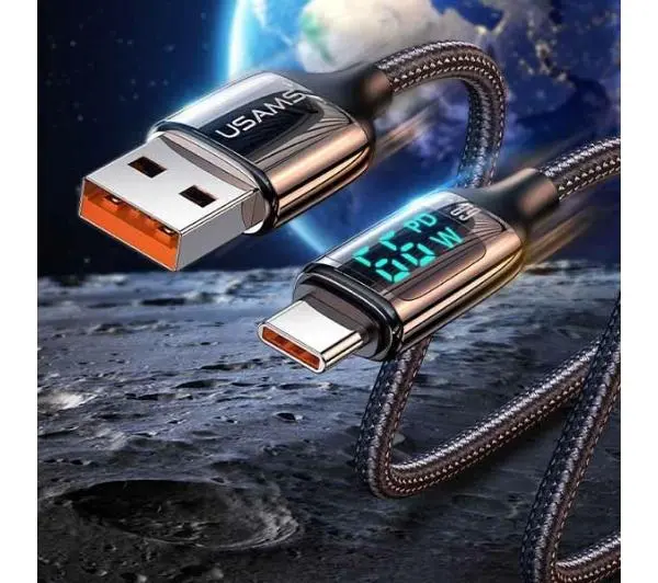 USAMS U78 USB-C LED Fast Charging 6A 1,2m Czarny