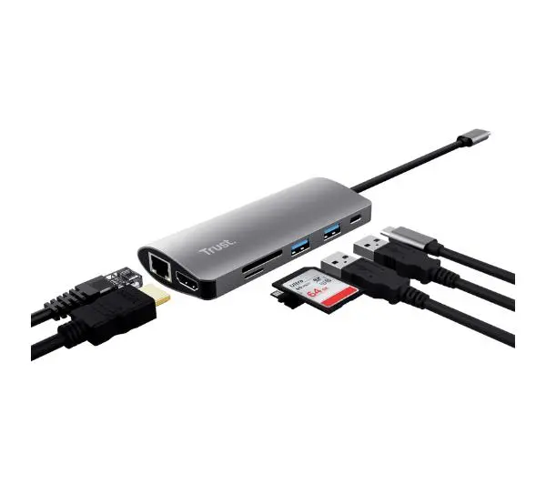 Trust Dalyx 7w1 USB-C Szary