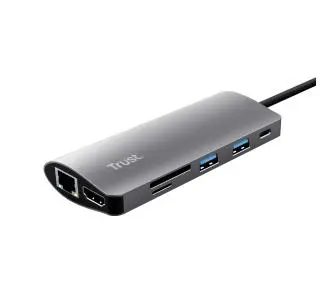 Hub USB Trust Dalyx 7w1 USB-C Szary