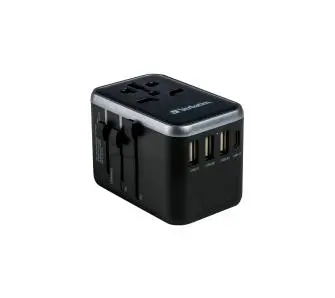 Adapter podróżny Verbatim UTA-04 World to World USB-A USB-C QC 3.0 PD 61W