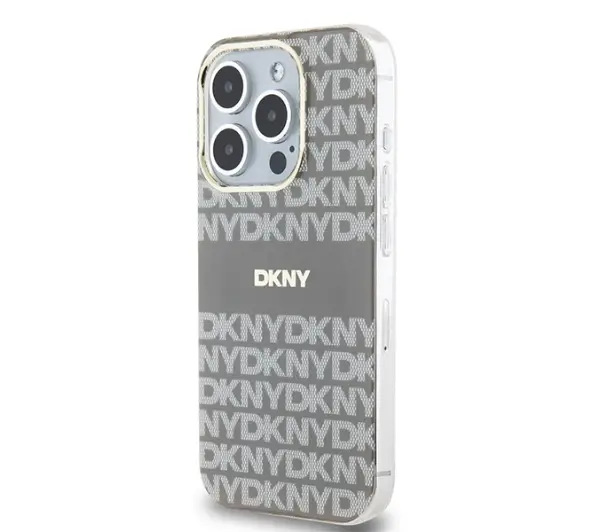 DKNY IML Mono & Stripe MagSafe do iPhone 15 Pro Beżowy