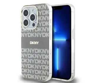 DKNY IML Mono & Stripe MagSafe do iPhone 15 Pro Beżowy
