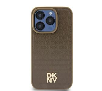 Etui DKNY Hardcase Leather Pattern Metal Logo MagSafe DKHMP14SPSHRPSW do iPhone 14 Brązowy