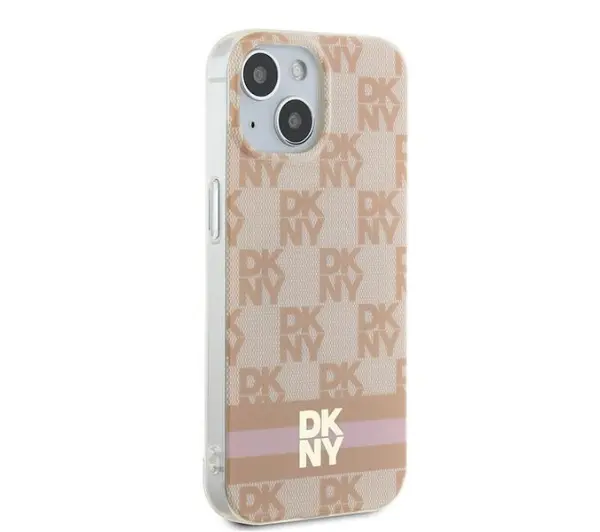 DKNY IML Checkered Mono Pattern & Printed Stripes MagSafe do iPhone 15 Różowy
