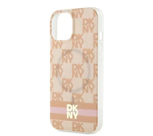DKNY IML Checkered Mono Pattern & Printed Stripes MagSafe do iPhone 15 Różowy