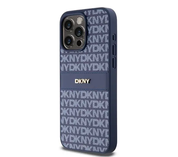 DKNY Hardcase Leather Mono Stripe & Metal Logo do iPhone 15 Pro Max Niebieski
