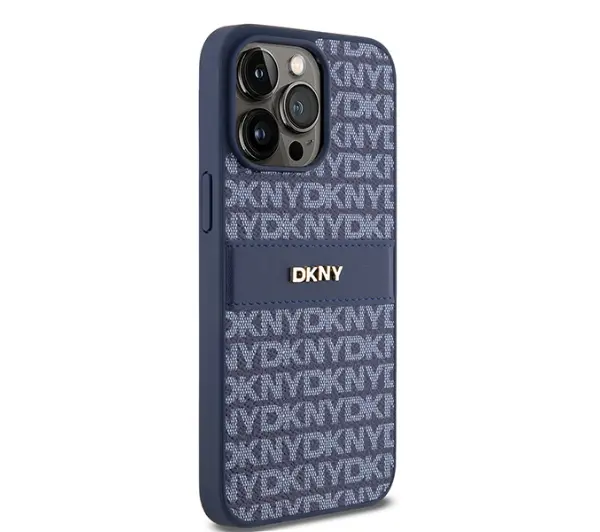 DKNY Hardcase Leather Mono Stripe & Metal Logo do iPhone 15 Pro Max Niebieski