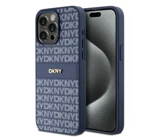 DKNY Hardcase Leather Mono Stripe & Metal Logo do iPhone 15 Pro Max Niebieski